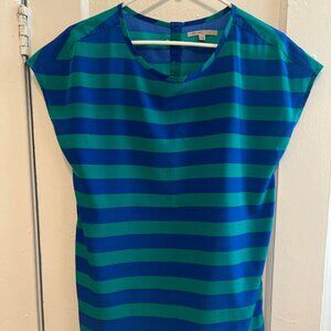 Gap Cap Sleeve Blouse, Blue/Green Striped, Size S